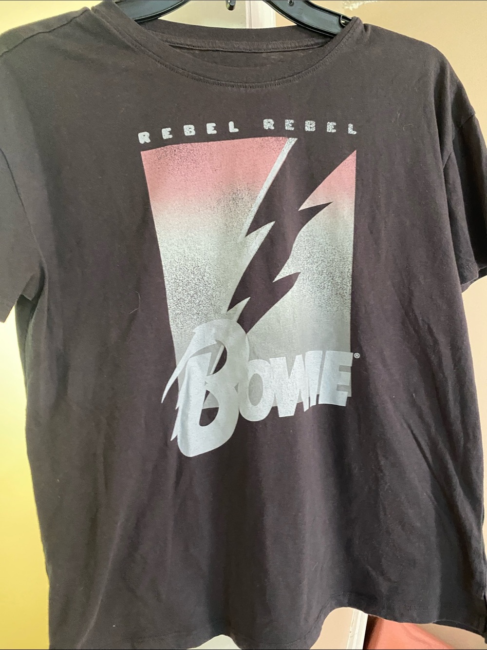 David Bowie Black Graphic Tee - White Logo T1